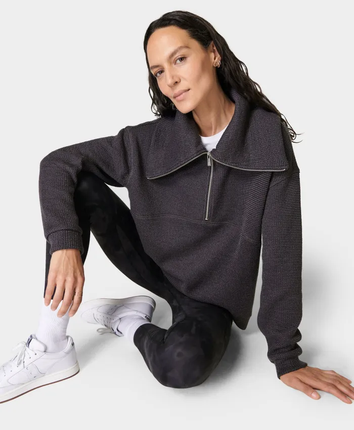 Jumpers Hoodies Restful Boucle Half Zip Sweatshirt Urban Grey 8211 Sweaty Betty Women