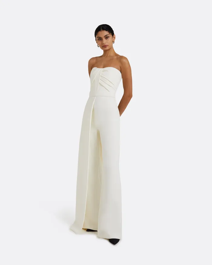 Jumpsuits Remi Strapless Jumpsuit Ivory Ivory Safiyaa Women