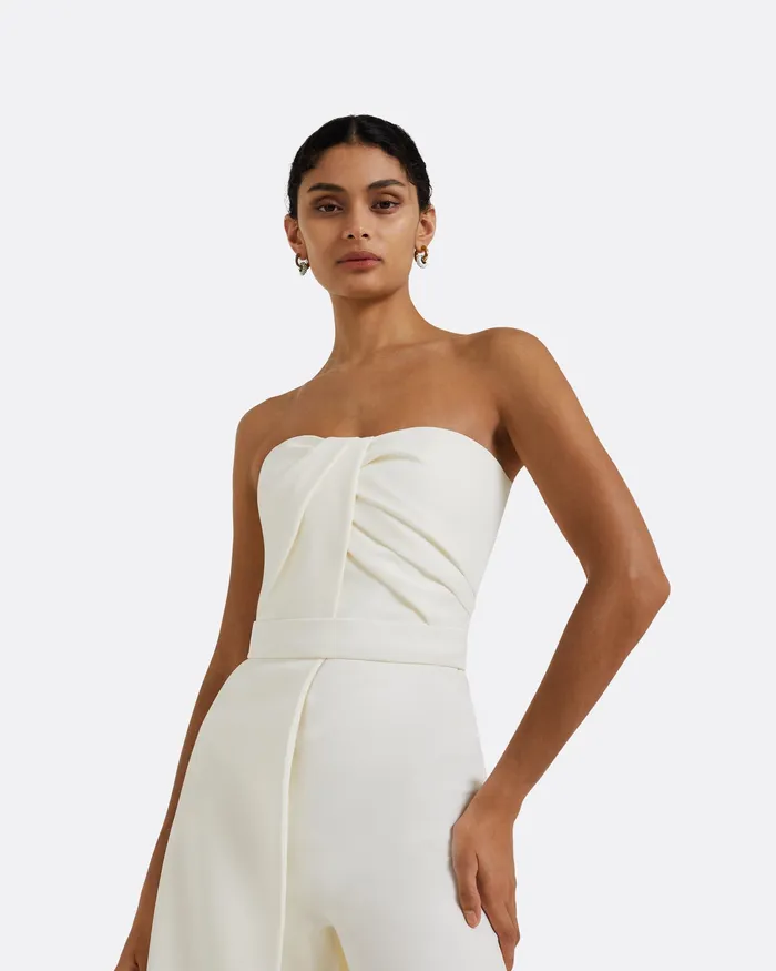 Jumpsuits Remi Strapless Jumpsuit Ivory Ivory Safiyaa Women