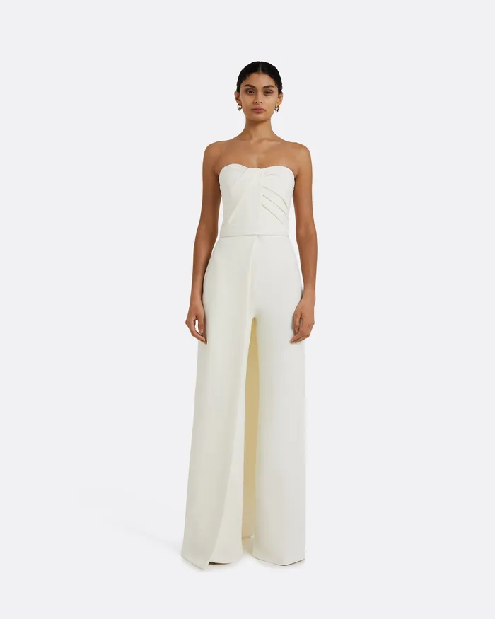 Jumpsuits Remi Strapless Jumpsuit Ivory Ivory Safiyaa Women
