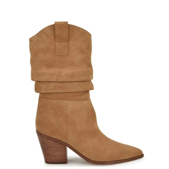 Kadon Tailored Slouch Boots Natural Suede Women Nine West Boots and Booties
