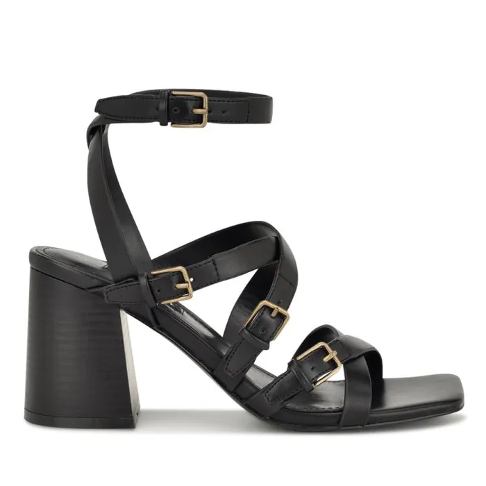 Karrly Ankle Strap Heeled Sandals Black Women Nine West Sandals