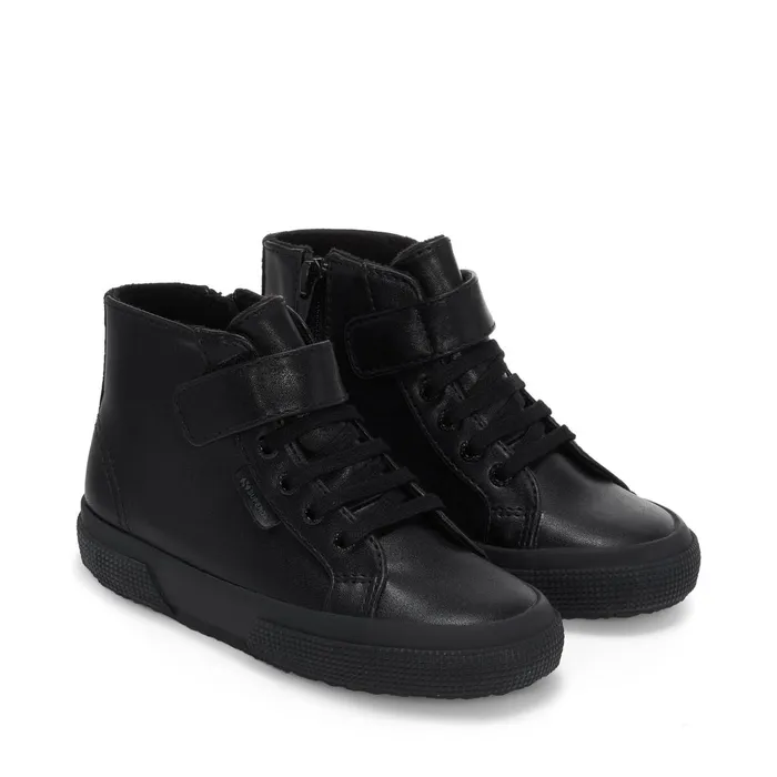 Kids Girl 2674 KIDS SYNTHETIC MATERIAL Mid Cut TOTAL BLACK Superga High Top