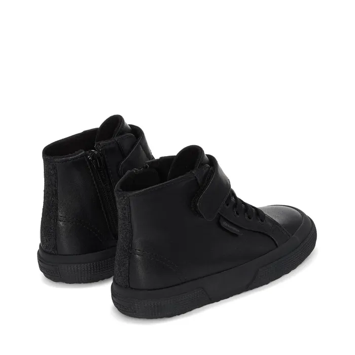 Kids Girl 2674 KIDS SYNTHETIC MATERIAL Mid Cut TOTAL BLACK Superga High Top