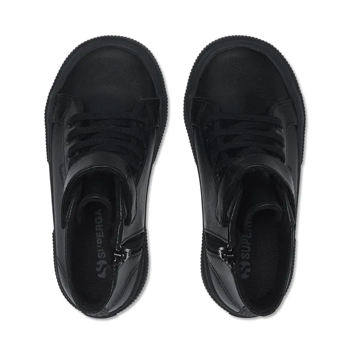 Kids Girl 2674 KIDS SYNTHETIC MATERIAL Mid Cut TOTAL BLACK Superga High Top