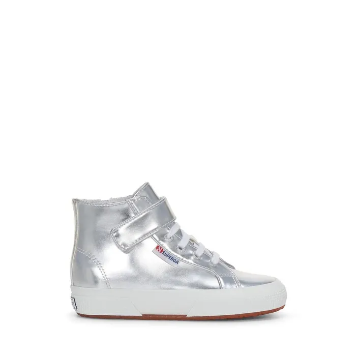 Kids Girl 2709 KIDS MIRROR SYNTHETIC MATERIAL Mid Cut SILVER Superga High Top