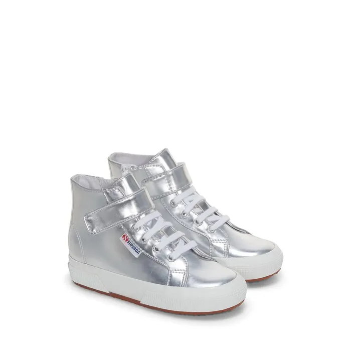 Kids Girl 2709 KIDS MIRROR SYNTHETIC MATERIAL Mid Cut SILVER Superga High Top