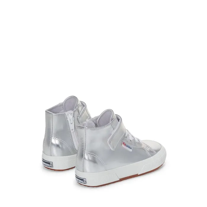 Kids Girl 2709 KIDS MIRROR SYNTHETIC MATERIAL Mid Cut SILVER Superga High Top