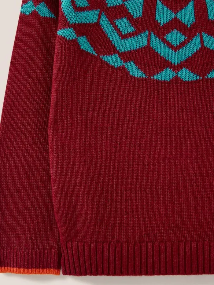 Kids SWEATS White Stuff Geo Fairisle Jumper Red Multi