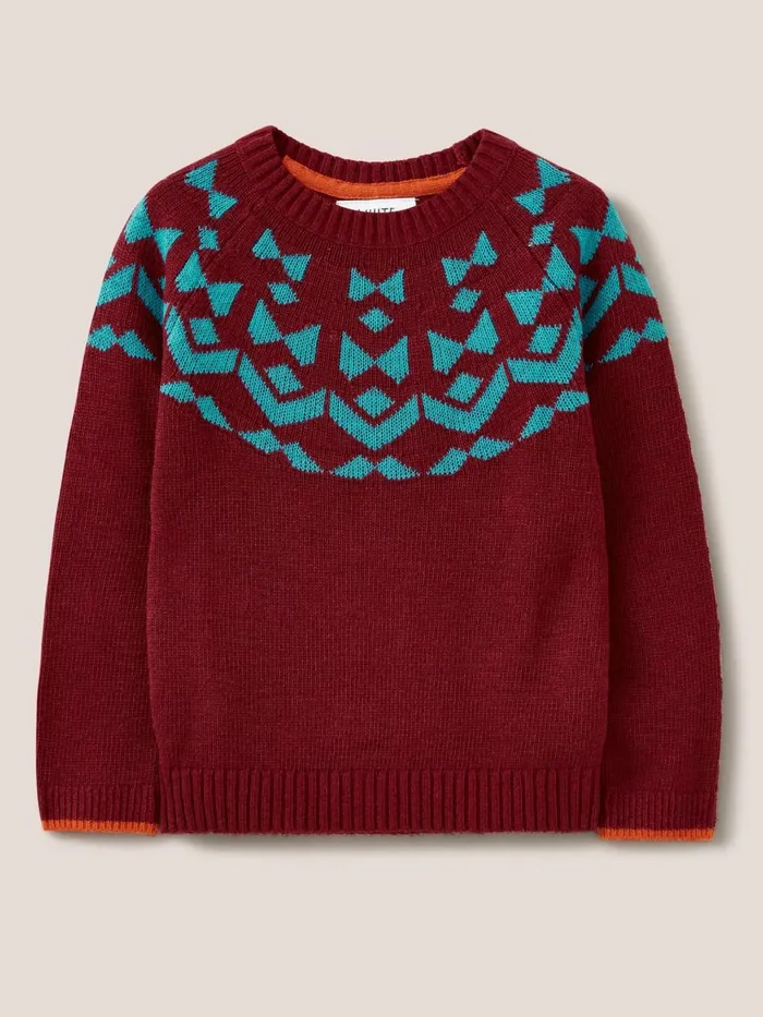 Kids SWEATS White Stuff Geo Fairisle Jumper Red Multi Kids SWEATS White Stuff Geo Fairisle Jumper Red Multi