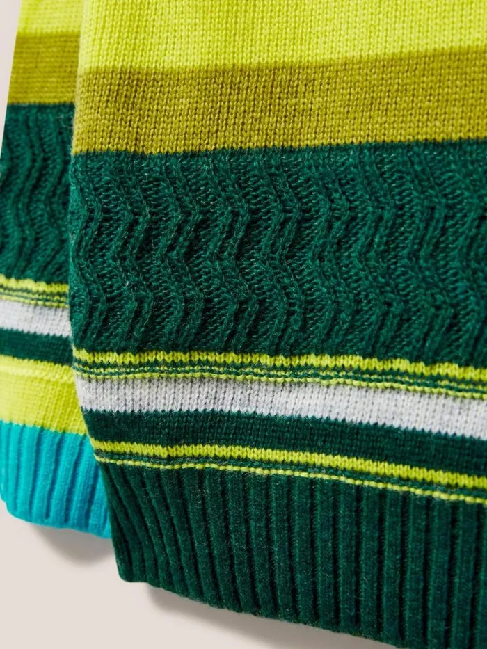 Kids SWEATS White Stuff Stripe Jumper Green Multi