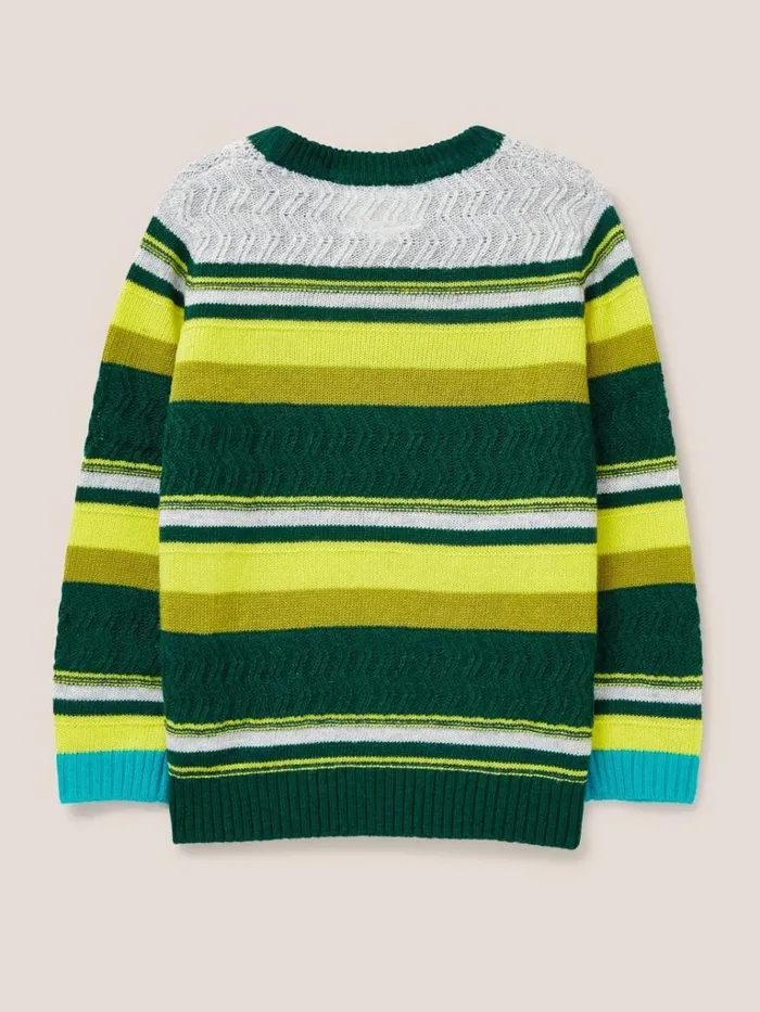 Kids SWEATS White Stuff Stripe Jumper Green Multi Kids SWEATS White Stuff Stripe Jumper Green Multi