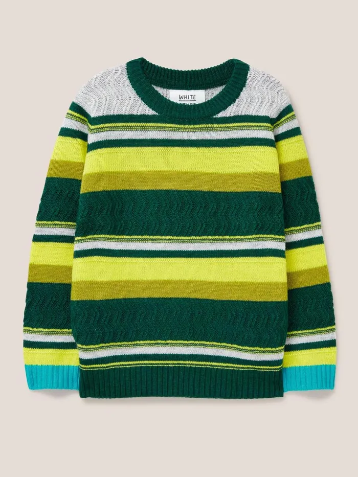 Kids SWEATS White Stuff Stripe Jumper Green Multi Kids SWEATS White Stuff Stripe Jumper Green Multi