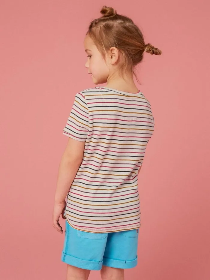 Kids TOPS White Stuff Casey Striped T Shirt Natural Multi Kids TOPS White Stuff Casey Striped T Shirt Natural Multi