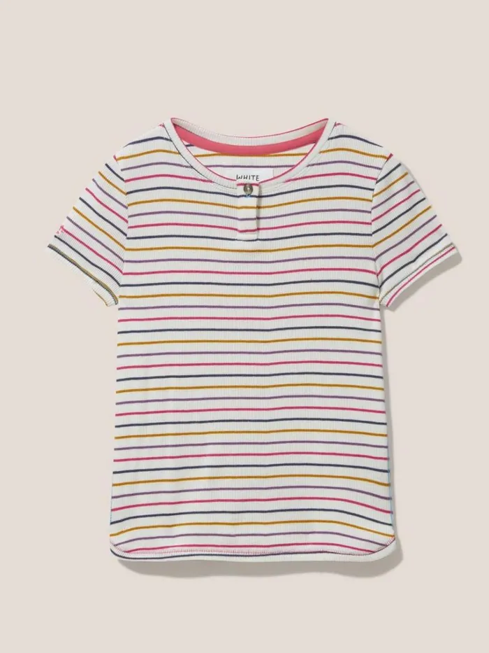 Kids TOPS White Stuff Casey Striped T Shirt Natural Multi Kids TOPS White Stuff Casey Striped T Shirt Natural Multi