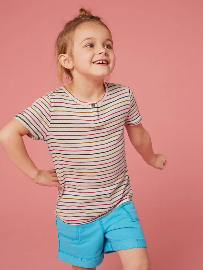 Kids TOPS White Stuff Casey Striped T Shirt Natural Multi Kids TOPS White Stuff Casey Striped T Shirt Natural Multi
