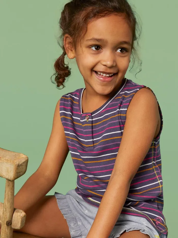 Kids TOPS White Stuff Mini Sherbert Striped Vest Purple Multi Kids TOPS White Stuff Mini Sherbert Striped Vest Purple Multi