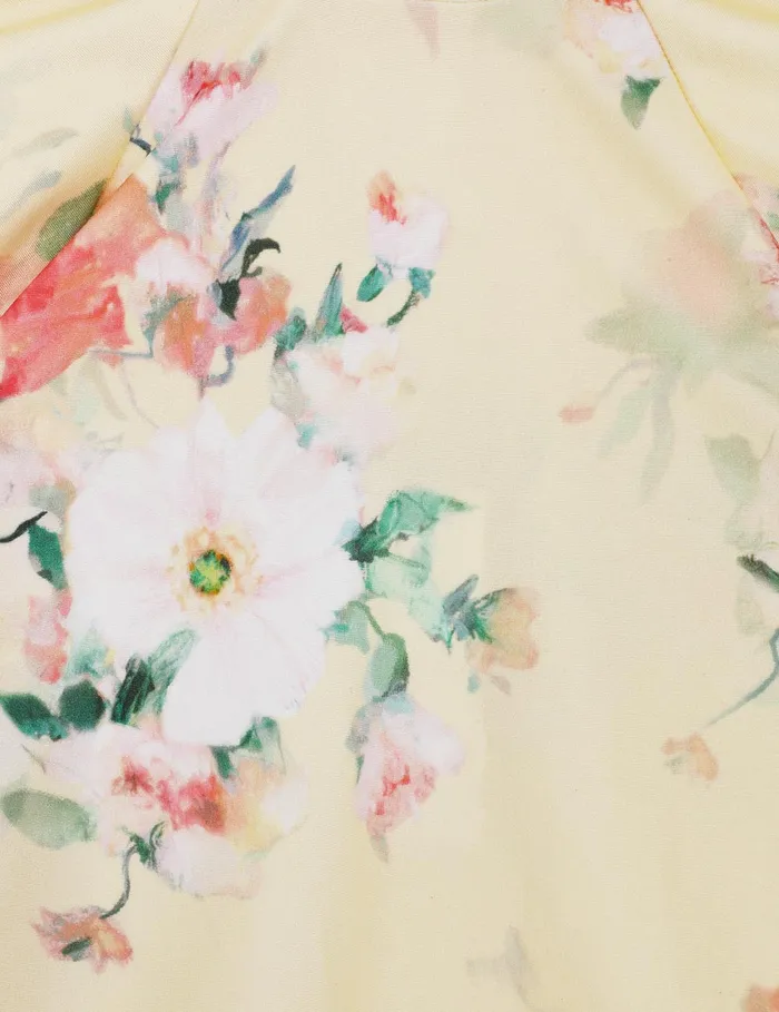 Kids Zimmermann Clothing Everley Frill Rashie Yellow Watercolour Floral