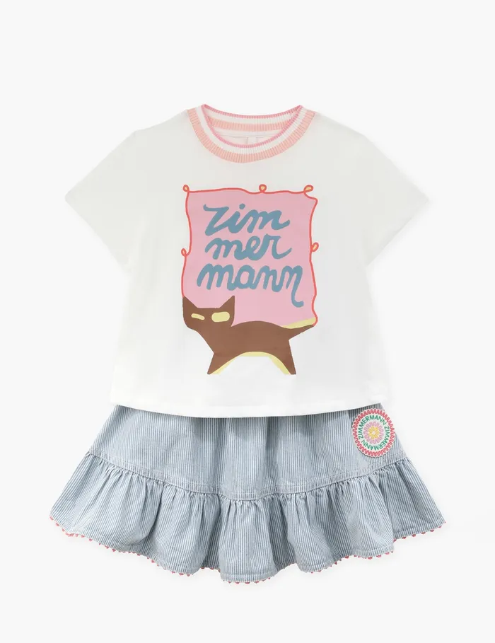 Kids Zimmermann Clothing Wylie Printed Tee Ivory