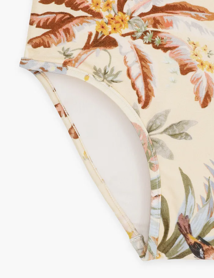 Kids Zimmermann Swimwear Tallow One Shoulder 1pc Cream Multi Floral