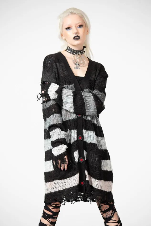 Killstar Cardigans Women Stripe Of Evil Cardigan