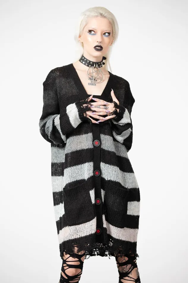 Killstar Cardigans Women Stripe Of Evil Cardigan