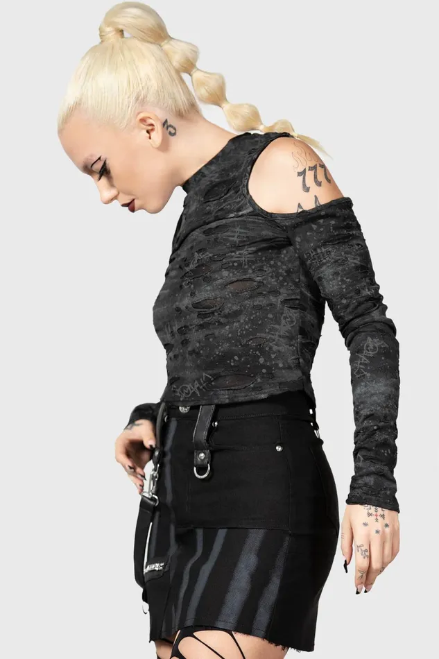 Killstar Crop Women Punkster Cold Shoulder Top