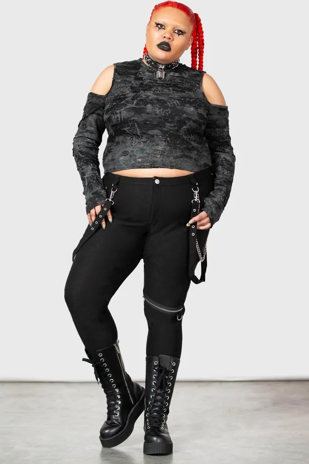 Killstar Crop Women Punkster Cold Shoulder Top