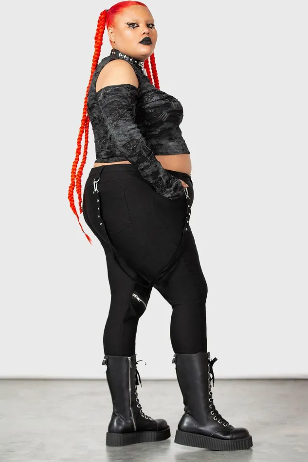 Killstar Crop Women Punkster Cold Shoulder Top