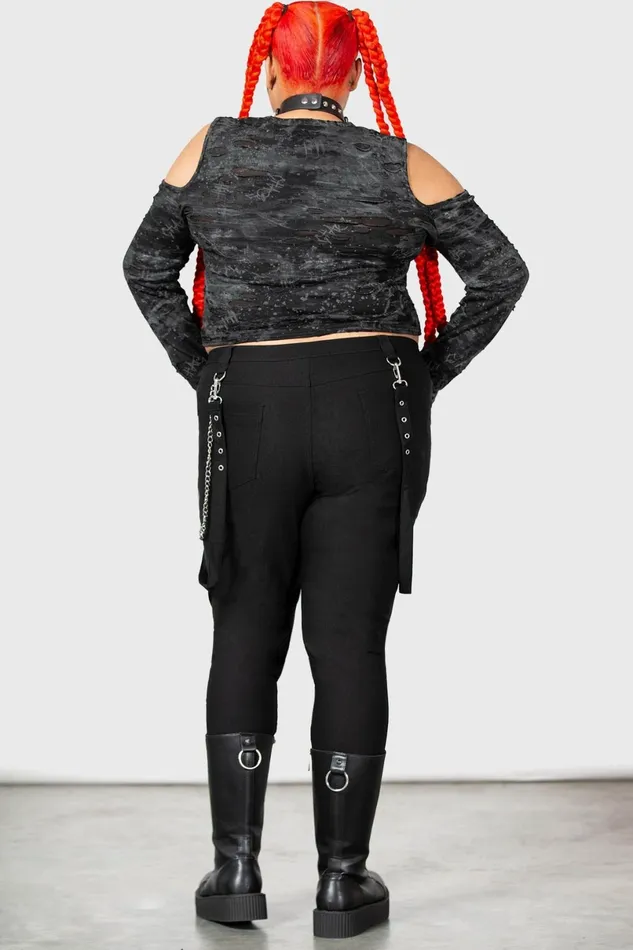 Killstar Crop Women Punkster Cold Shoulder Top