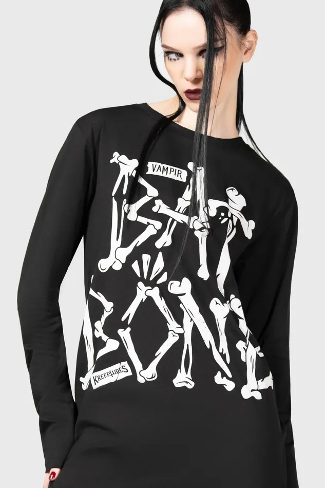Killstar Graphic Tops Men Batbone Long Sleeve Top