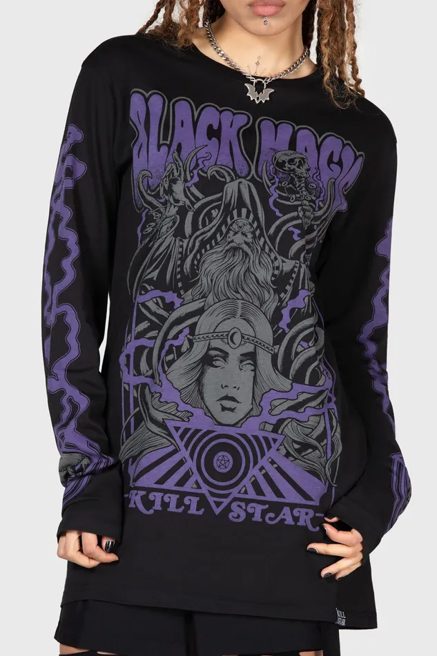 Killstar Graphic Tops Men Blac Magick Long Sleeve Top