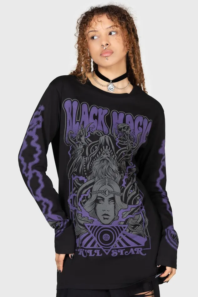Killstar Graphic Tops Men Blac Magick Long Sleeve Top