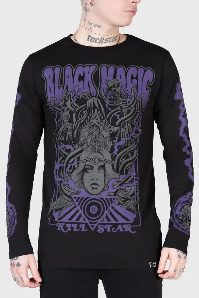 Killstar Graphic Tops Men Blac Magick Long Sleeve Top