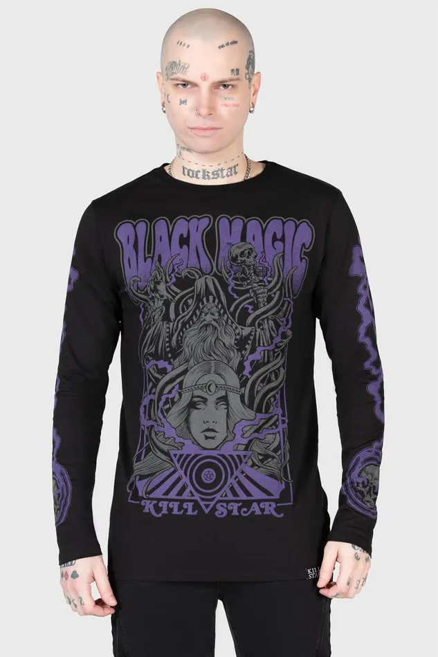 Killstar Graphic Tops Men Blac Magick Long Sleeve Top