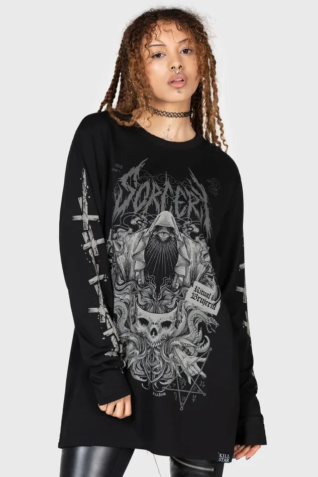 Killstar Graphic Tops Men Sorcery Long Sleeve Top