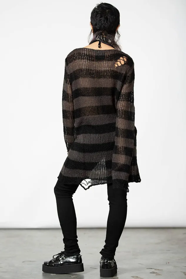 Killstar Knitwear Men Ash Distress Knit Sweater B