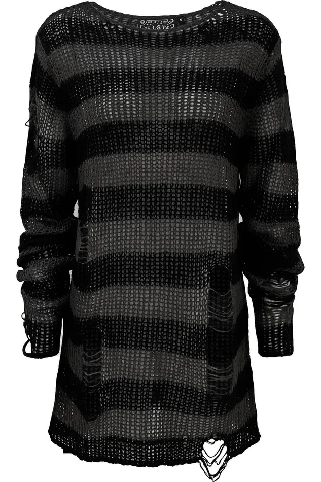 Killstar Knitwear Men Ash Distress Knit Sweater B