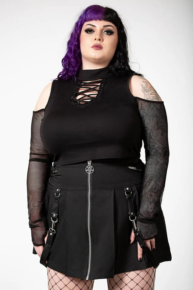 Killstar Long Sleeves Women Dark Half Long Sleeve Top