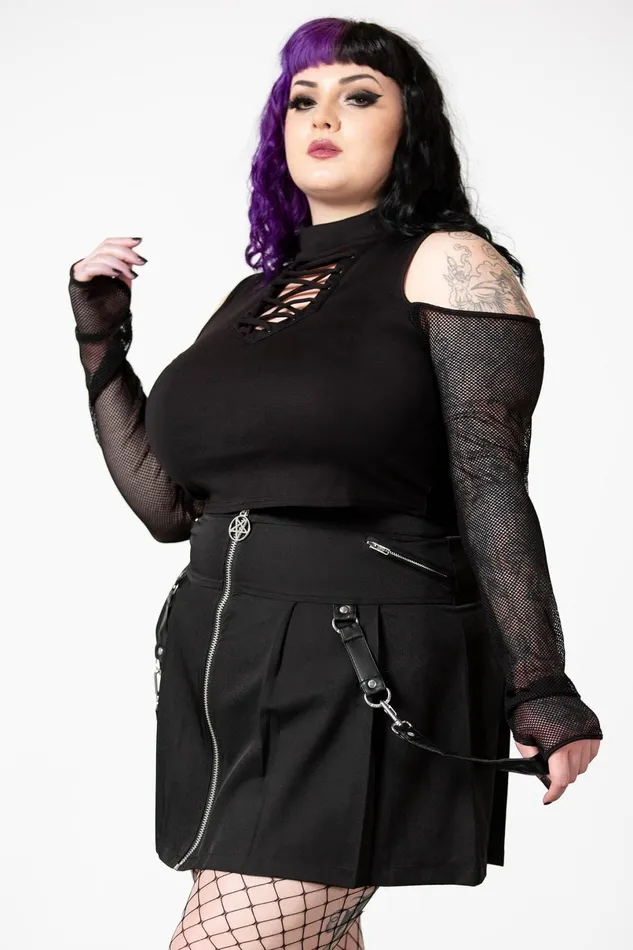 Killstar Long Sleeves Women Dark Half Long Sleeve Top