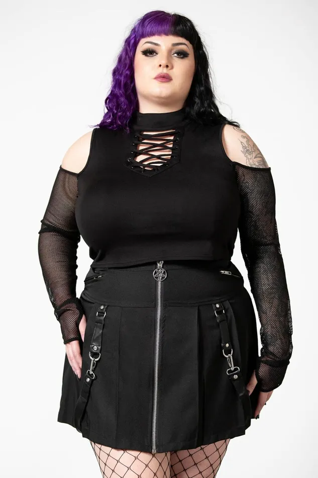 Killstar Long Sleeves Women Dark Half Long Sleeve Top