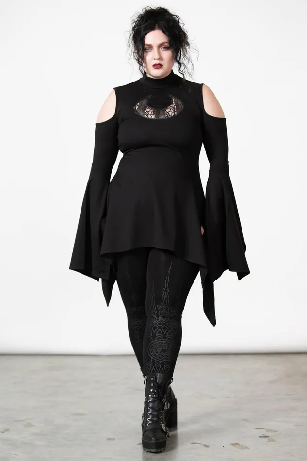 Killstar Long Sleeves Women Moonshine Cold Shoulder Top
