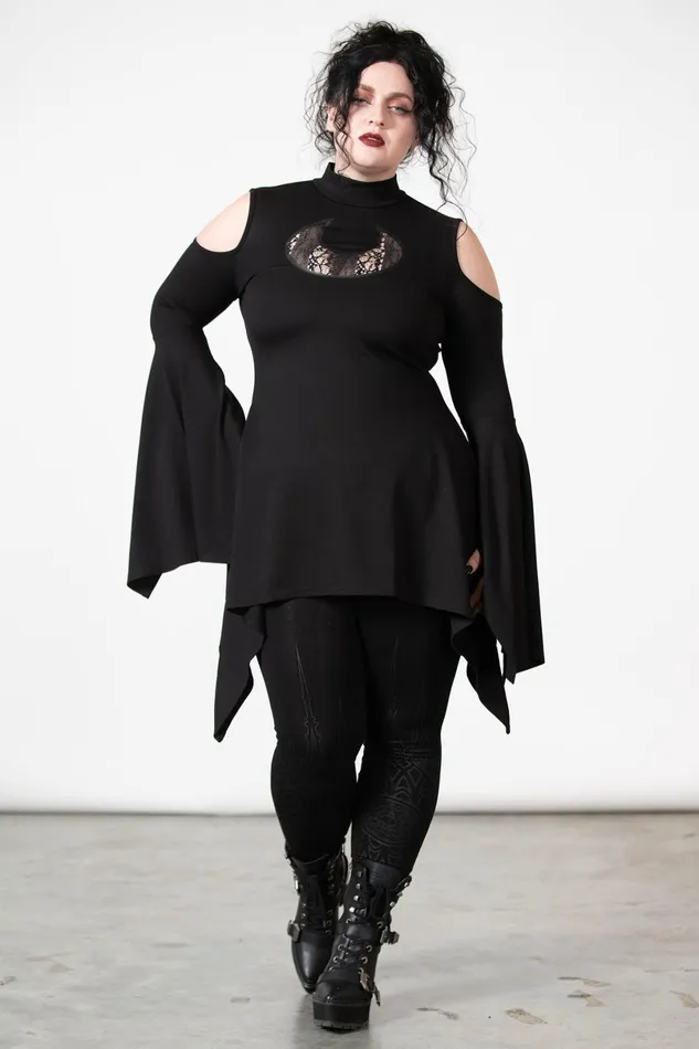 Killstar Long Sleeves Women Moonshine Cold Shoulder Top