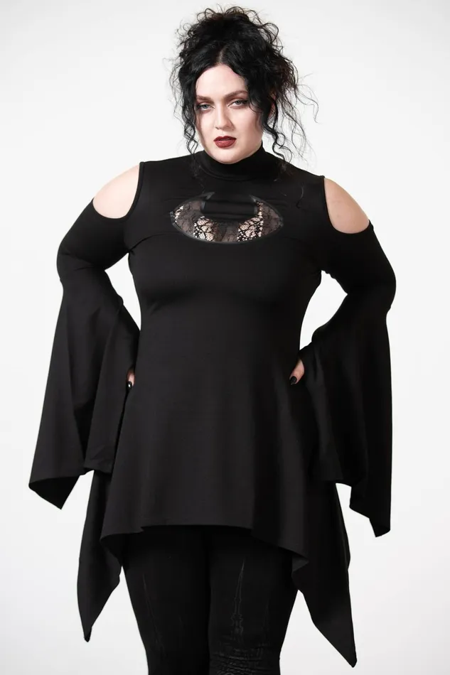 Killstar Long Sleeves Women Moonshine Cold Shoulder Top