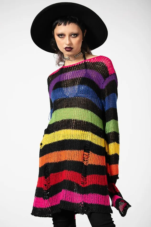Killstar Sweaters Women Over The Rainbow Knit Sweater