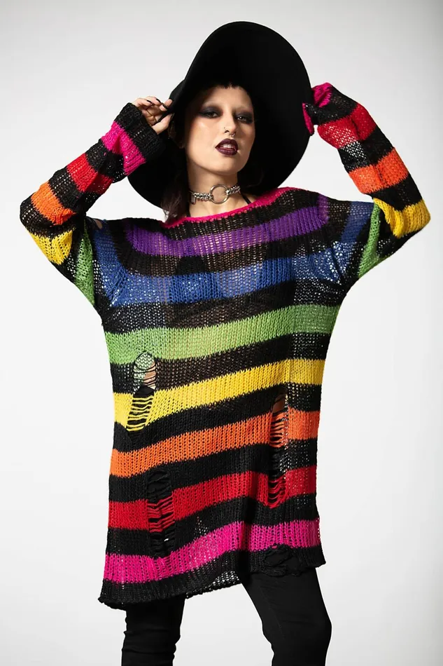 Killstar Sweaters Women Over The Rainbow Knit Sweater