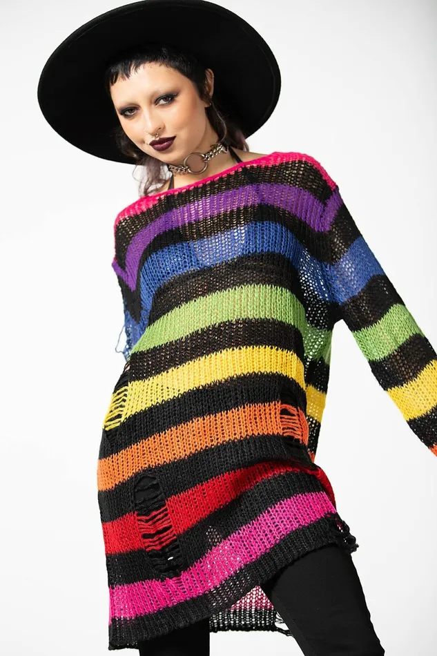 Killstar Sweaters Women Over The Rainbow Knit Sweater