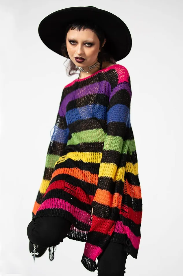 Killstar Sweaters Women Over The Rainbow Knit Sweater
