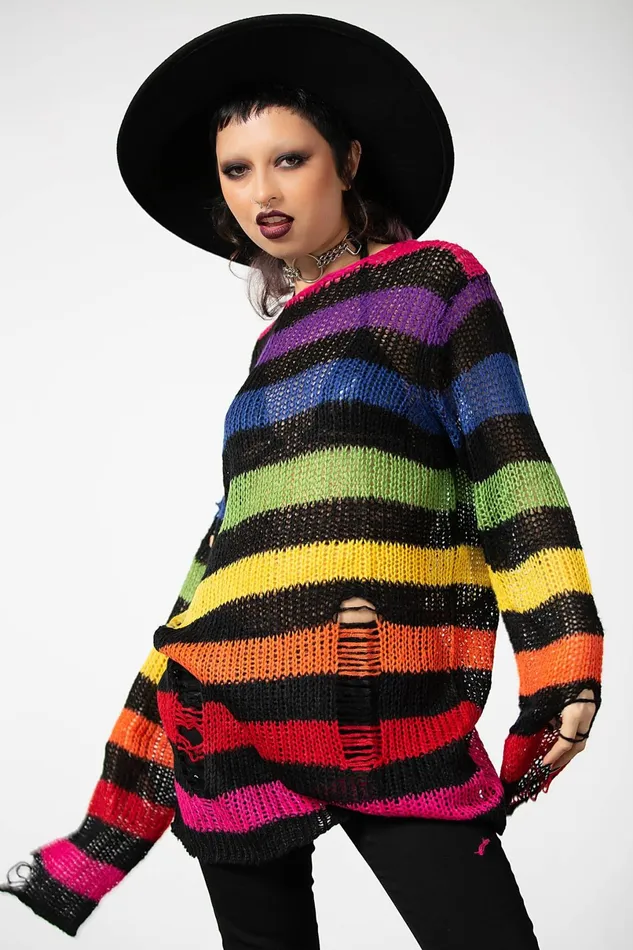 Killstar Sweaters Women Over The Rainbow Knit Sweater