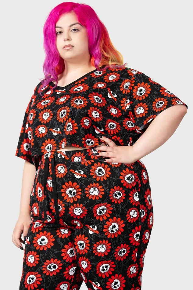 Killstar TShirts and Vests Women Gloomy Garden VNeck Top